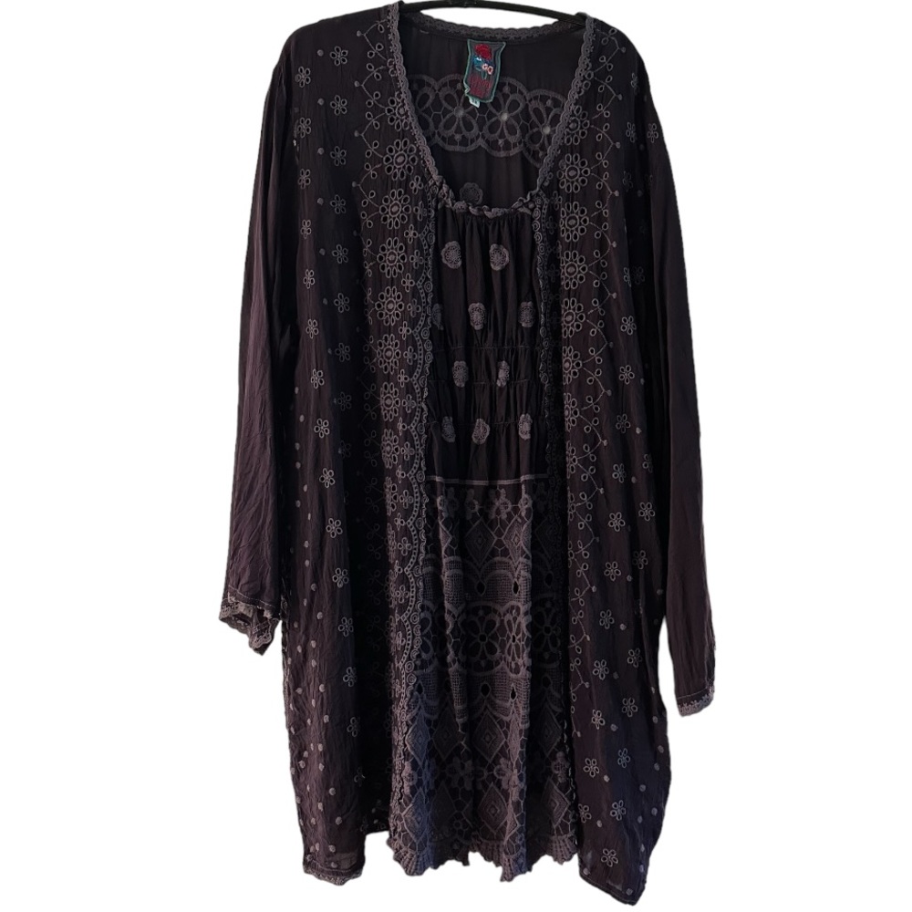 Johnny Was Purple Longsleeve Eyelet Dress Size 3X EUC